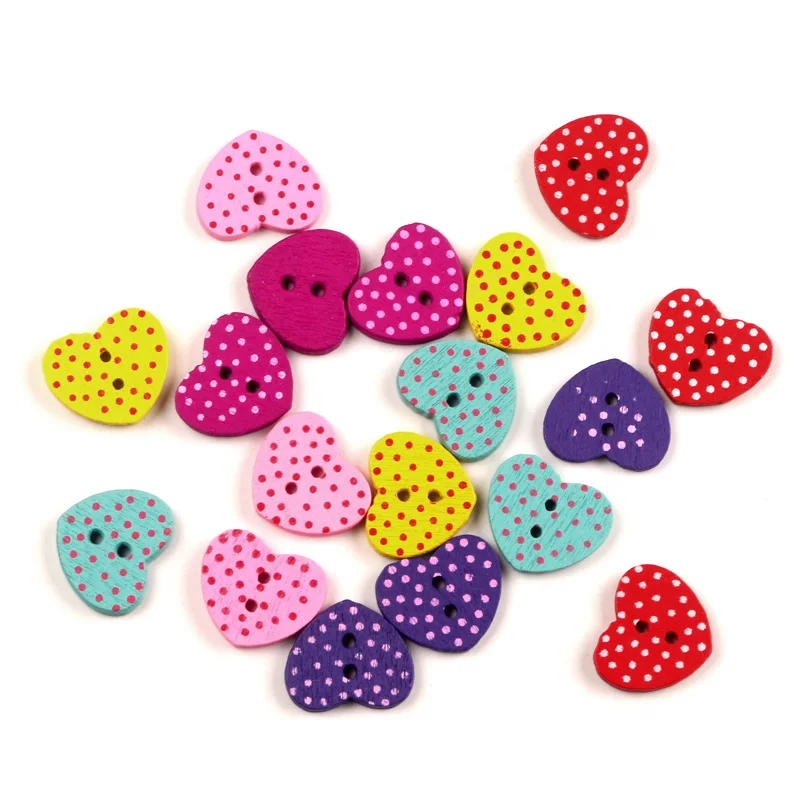 100 шт смешанные сердца деревянные формы одежды пуговицы для шитья детской