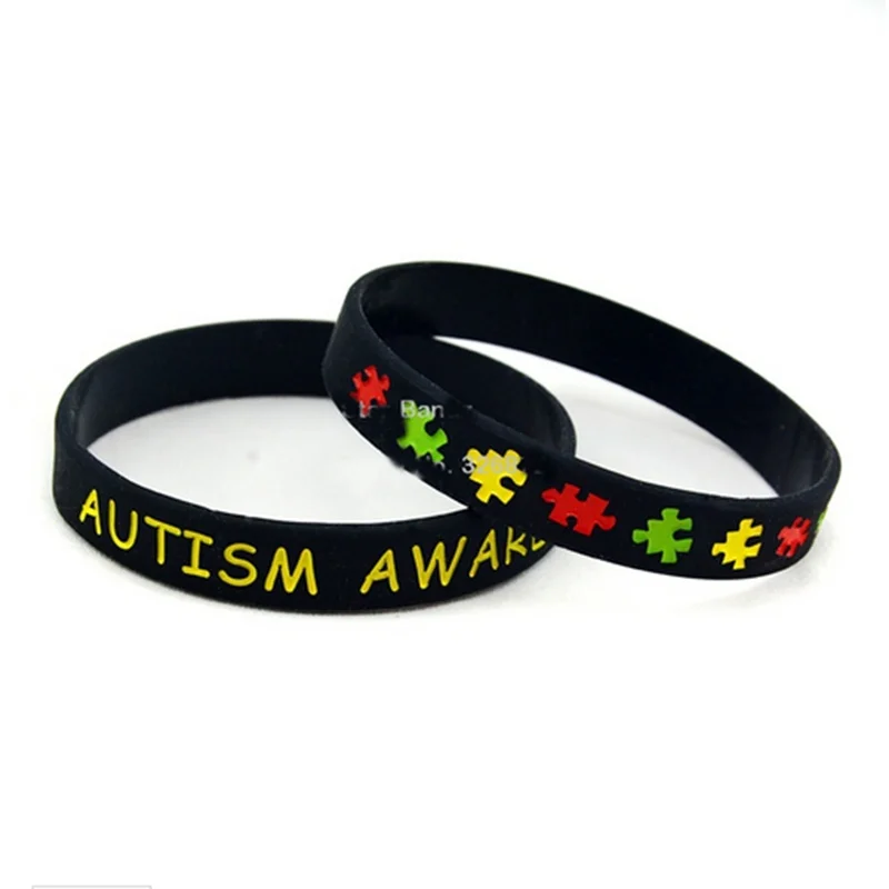 Autism Awareness Medical Alert Silicone Rubber ID bracelet designer jewelry ID wealth prosperity Unisex Holiday gift present