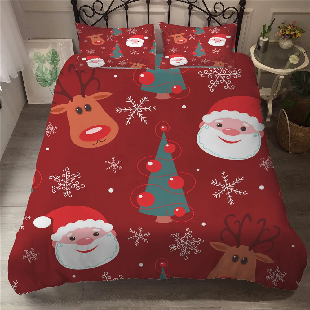 

Hot Sales 3D Merry Christmas Bedding Set Duvet Cover Santa Claus Cartoon Bed Set Gifts Size Full Queen King Christmas Decorate