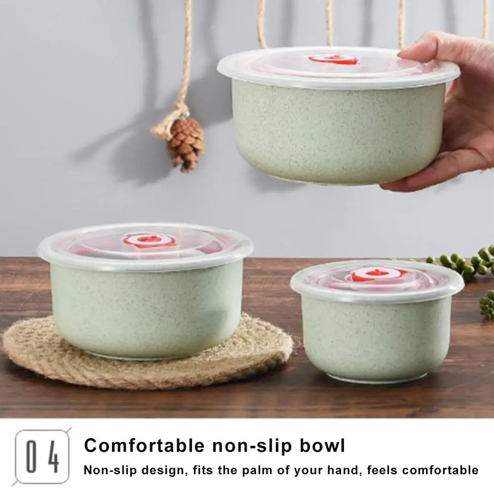 3 шт. контейнеры для хранения продуктов из пшеничной соломы с крышкой|Чаши| |