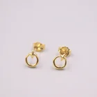 Серьги из чистого желтого золота 18 карат, женские подарочные круглые серьги-гвоздики Lucky Star1,1-1,2 г14*5 мм