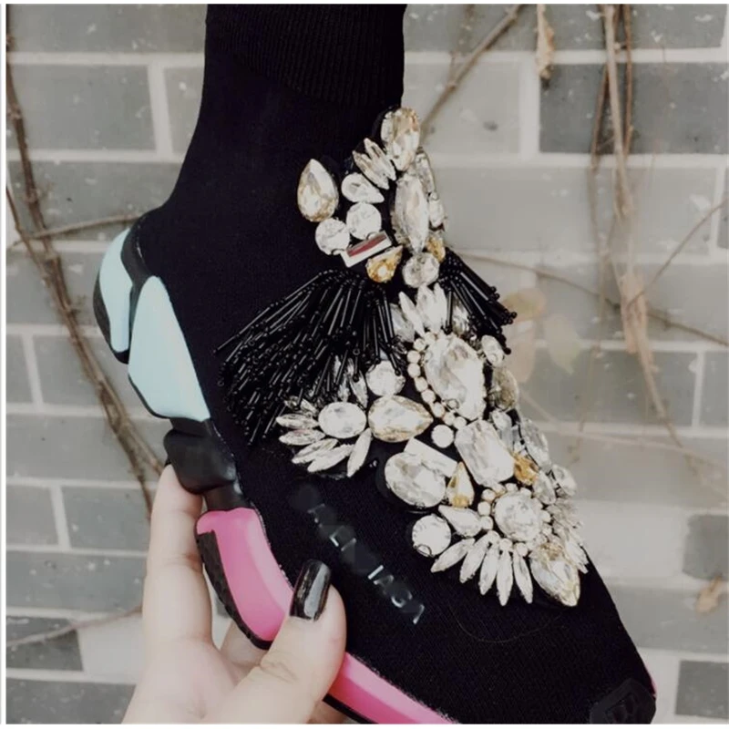 Гонконгский Тайланд модные брендовые носки на платформе с украшением в виде