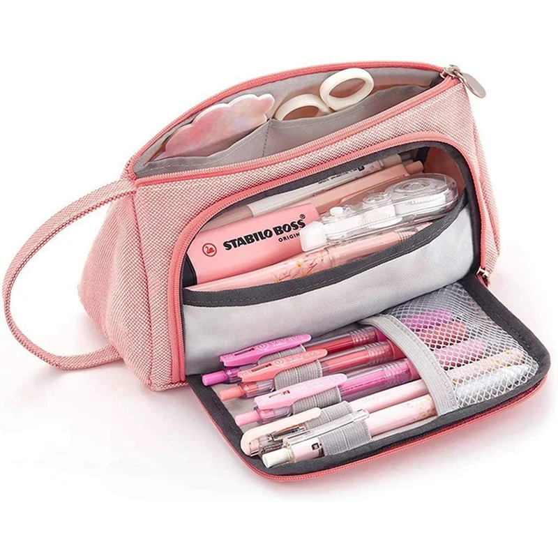 

Large Capacity Pencil Case Portable Canvas Pencilcase School Pen Case Supplies Pencil Bag School Box Pencils Pouch Stationery