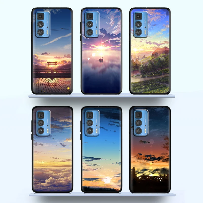 

Anime Sunrise Sky Nature for Motorola Moto Edge G50 G60S E20 20 G10 E7i G40 X3 E6S E6i Pro Power 5G Black Phone Case Cover