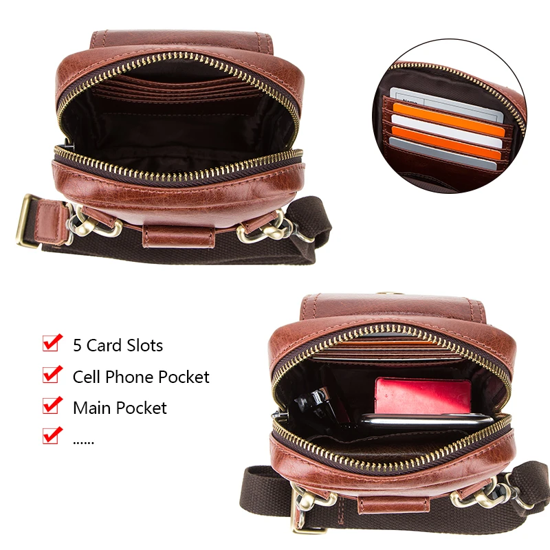 Повседневные мужские сумки Contact's через плечо поясной кошелек из натуральной