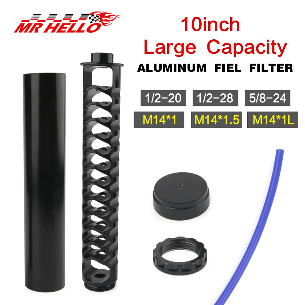 10 дюймовый алюминиевый топливный фильтр M14x1L M14x1 M14x1.5 1/2 28 или 5/8 24 20 из сплава