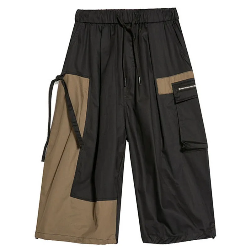 

[EAM] High Elastic Waist Black Pocekt Spliced Harem Trousers New Loose Fit Pants Women Fashion Spring Summer 2021 1DD7168