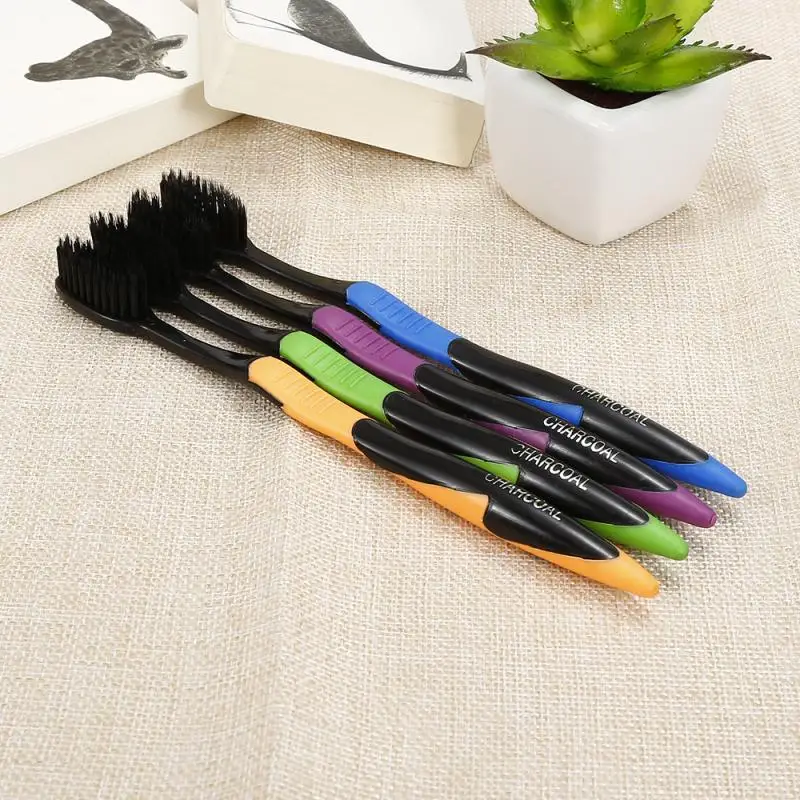 4 шт. бамбуковые зубные щётки с угольным напылением|Зубные щетки| |