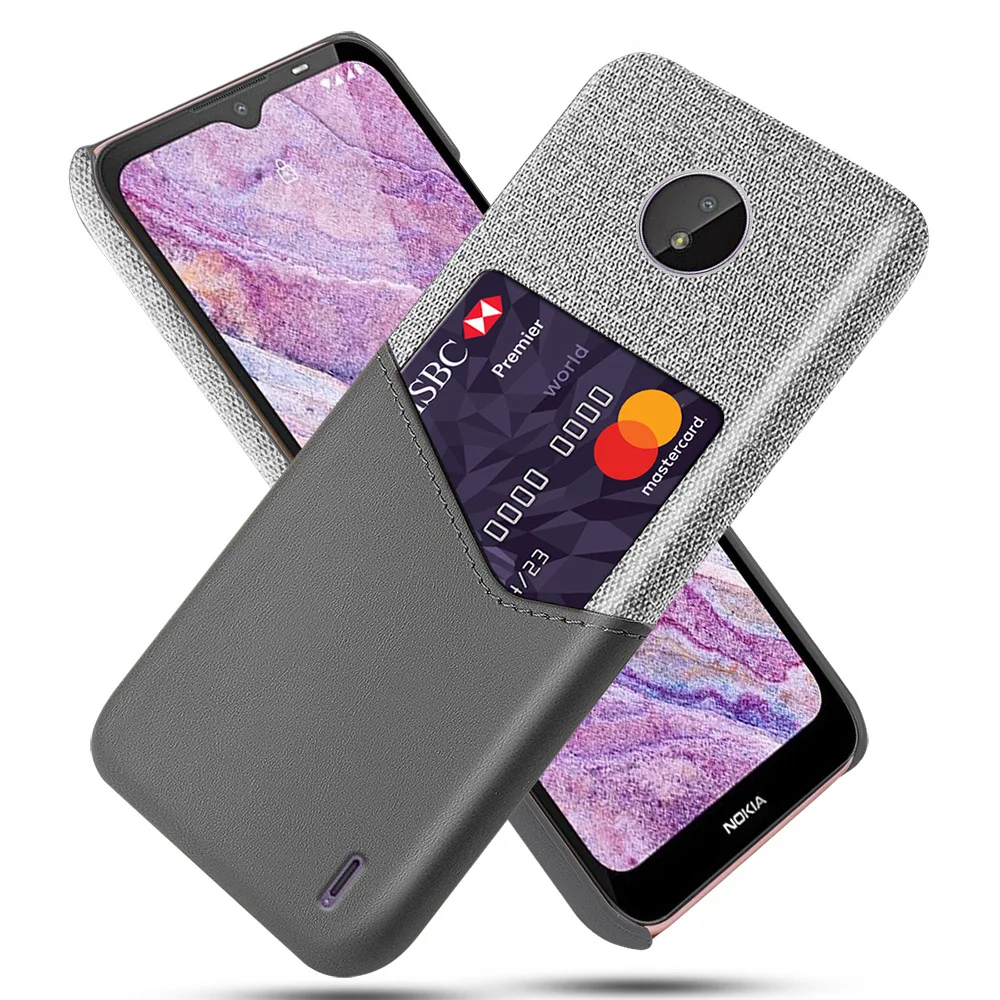 

for Nokia C10 mobile phone shell cloth pattern single card mobile phone case protective cover leather case sticker leather case