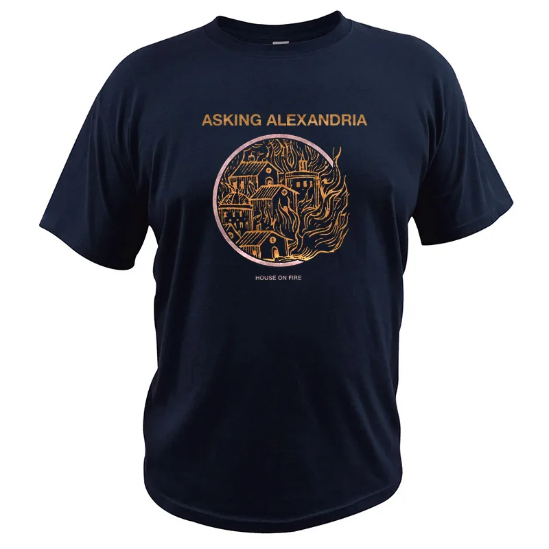 Asking Alexandria T Shirt Album Like A House On Fire Tshirt British Rock Band EU Size 100% Cotton Camiseta | Мужская одежда
