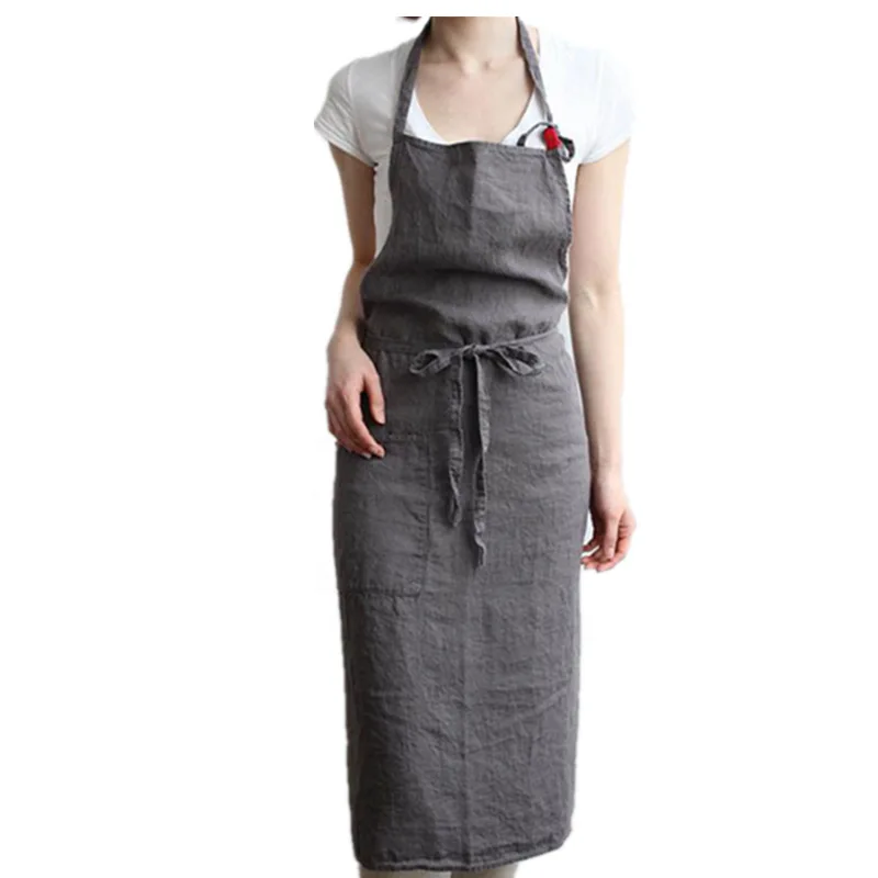 Фартук из хлопка и конопли кухонный фартук для выпечки кофейни цветочного