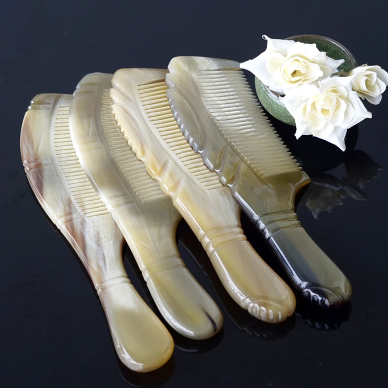 Натуральный вьетнамский гребень из рога буйвола Изысканный резной для волос