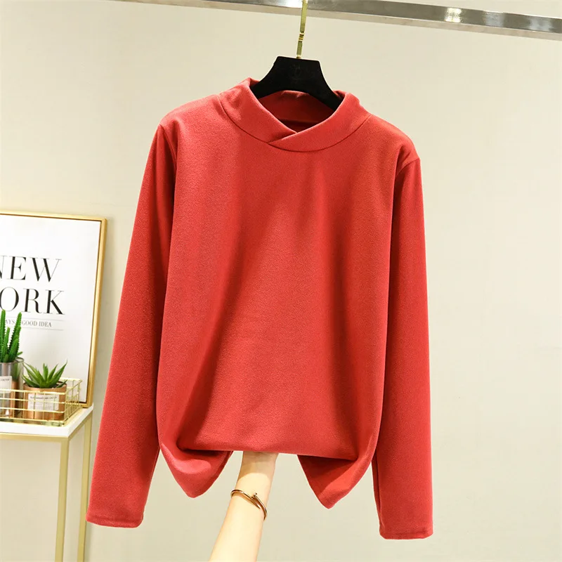 Футболка женская осенне-зимняя матовая Тепловая Облегающая рубашка с V-образным