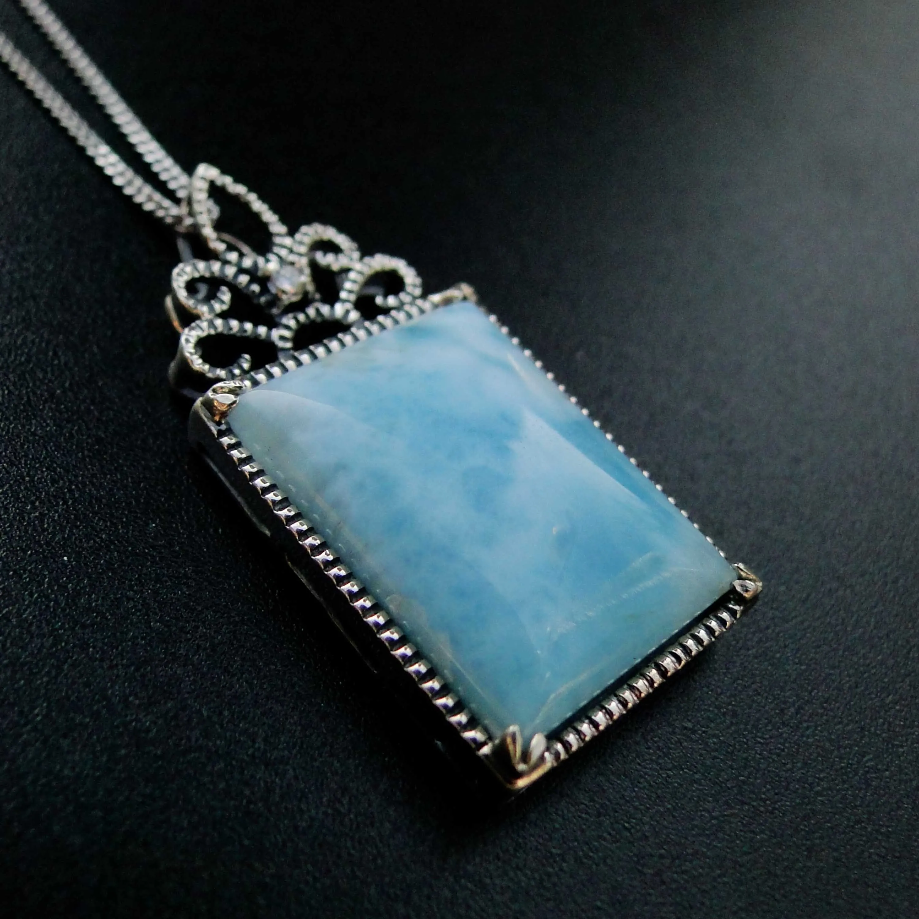 Natural Larimar Pendant Rectangular Antique in Solid 925 Sterling Silver Jewelry for Womens Gift | Украшения и аксессуары