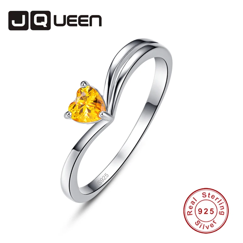 Изогнутые кольца JQUEEN с белым цирконом и персиковым цитрином для женщин