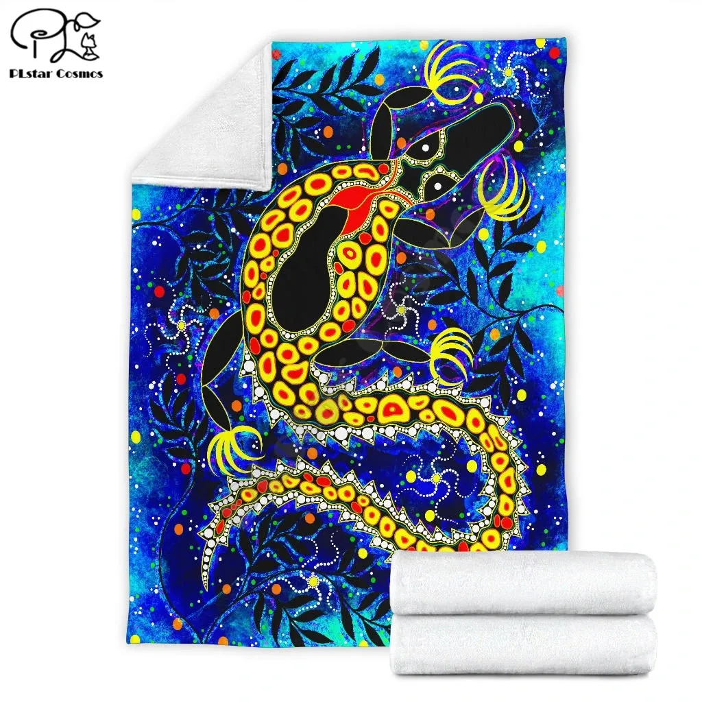Aboriginal Premium Indigenous Crocodile Family Fleece Blanket 3D full printed Wearable Adults/kids | Дом и сад