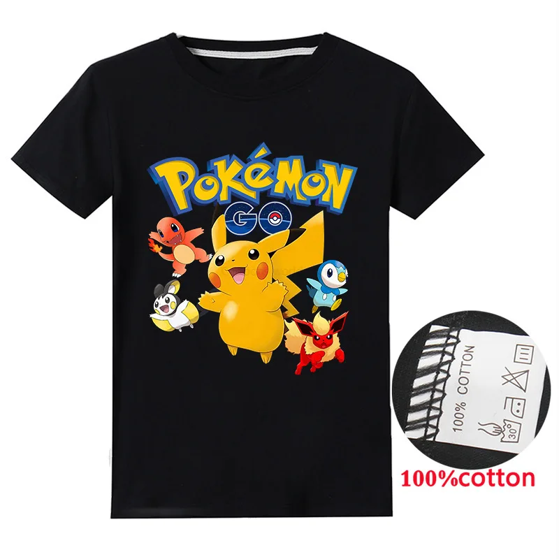TAKARA TOMYpokemon Pikachu хлопковая Детская футболка с принтом детское платье круглым