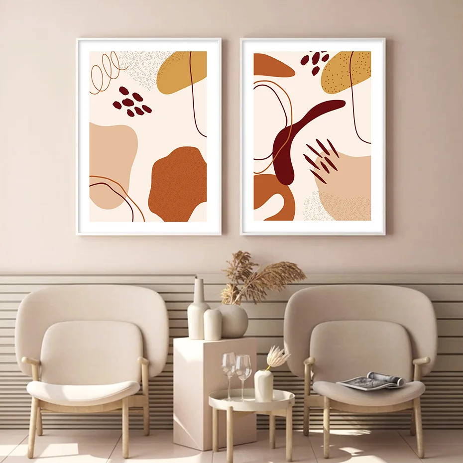 

Abstract Line Pattern Spots Canvas Paintings Decorative Posters and Print Warm Tones Wall Art Picture for Living Room Home Decor