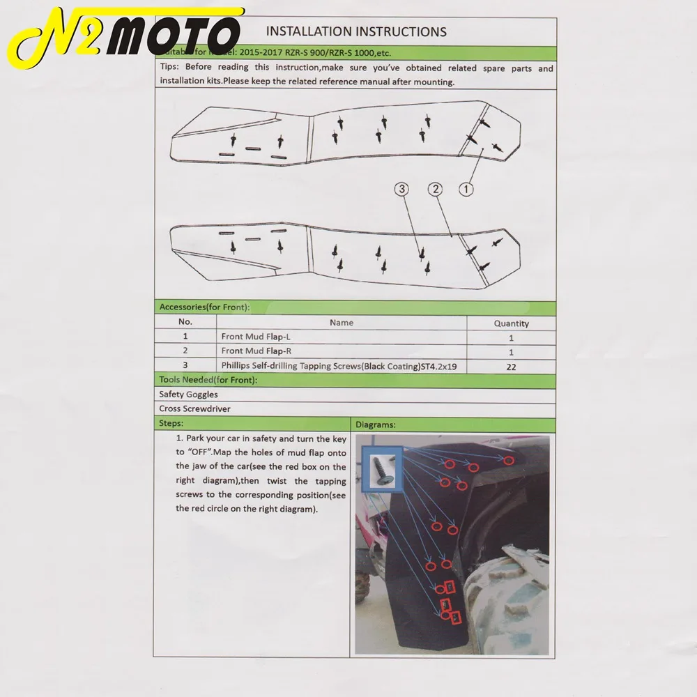 Мотоциклетные черные Брызговики брызговики удлинители для Polaris RZR XP 1000 4 2015 2019 UTV