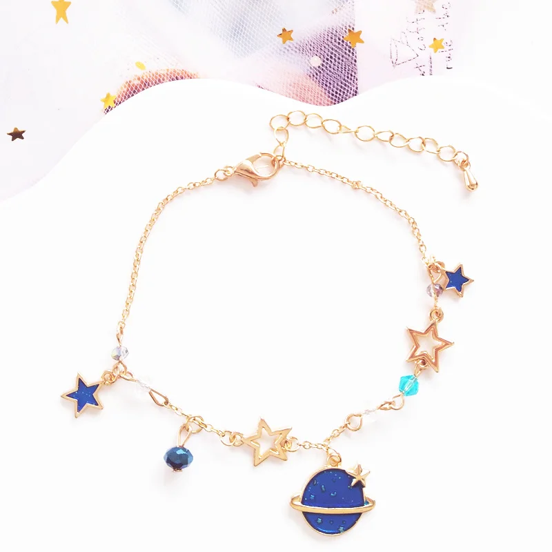 Браслет с изображением звездного неба голубого и розового цветов | Украшения