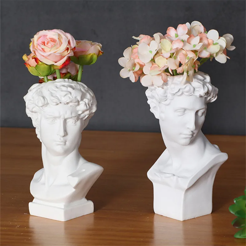 

1Pcs Modern Nordic Creative Portrait Vase Human Head Ornaments Resin David Venus Vase Home Decoration Accessories R5214