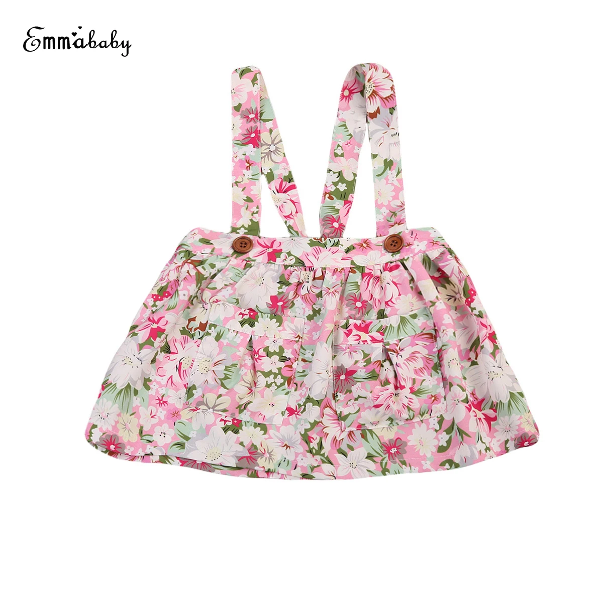 

Newborn Kid Baby Girl Floral Printed Clothes Party Princess Bib Strap Tutu Skirt Dress