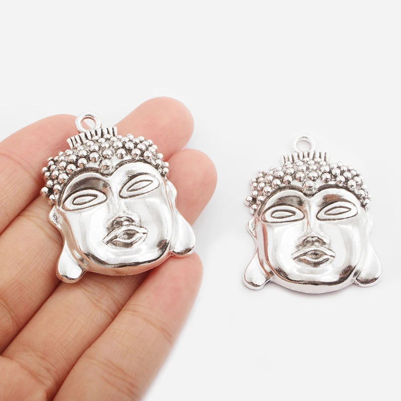 

10PCS Large DIY Jewelry Findings Antique Buddha Head Tathagata Charm Pendant for Necklace Making 41x31mm