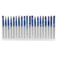 20 rotary tool set 3x3mm blue coating super nano double cut and single mixed rotary file engraving sharpening head
