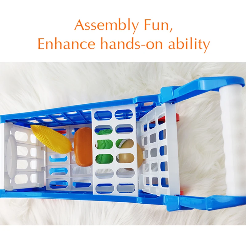 Детская сияющая игрушка для кухни пластиковая корзина покупок в супермаркете с