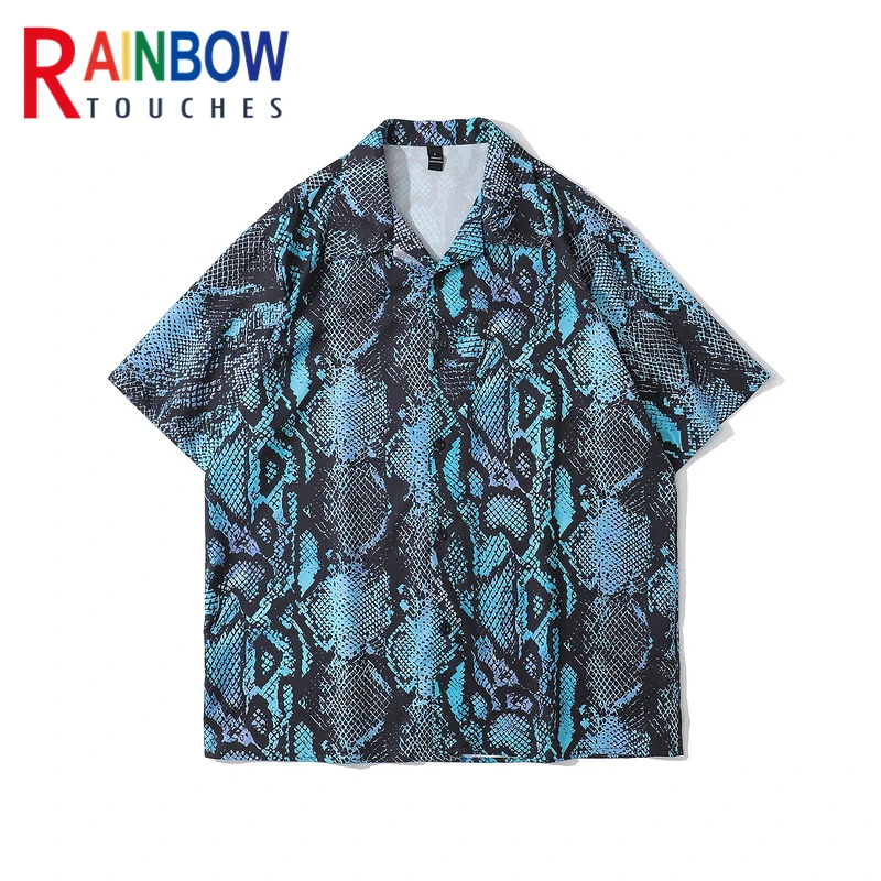 

Rainbowtouches 2021 Summer Street Wear Hip Hop Casual Shirts Breathable Short Sleeve Printing Shirts For Men