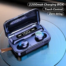 TWS F9 Bluetooth 5.0 Earphones Wireless Headphone 9D Stereo Sports In-Ear Earbuds Headsets with Microphone 2200mAh Charging Box