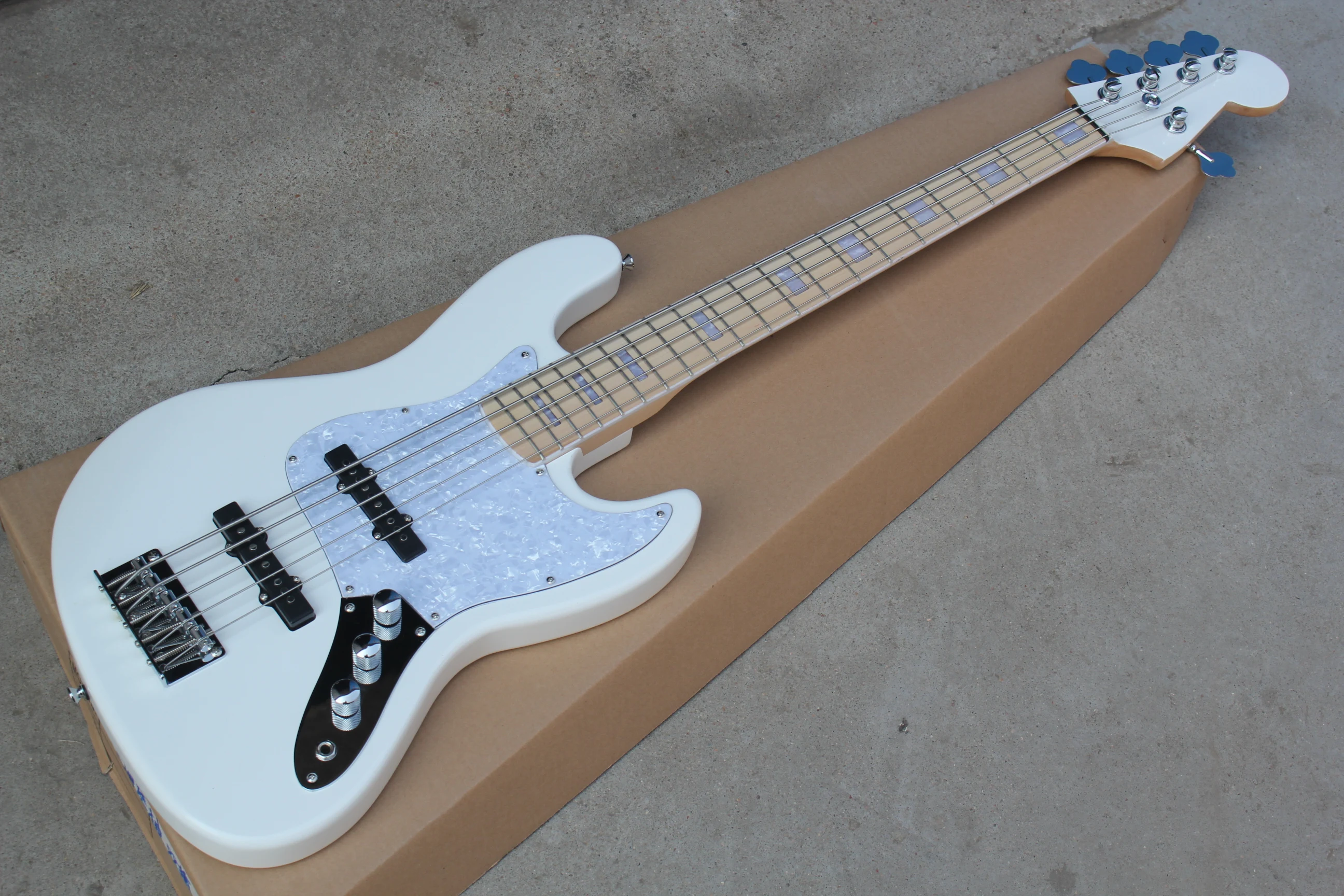 Китайская гитарная фабрика новинка белый цвет 5 струн джаз бас-гитара бесплатная