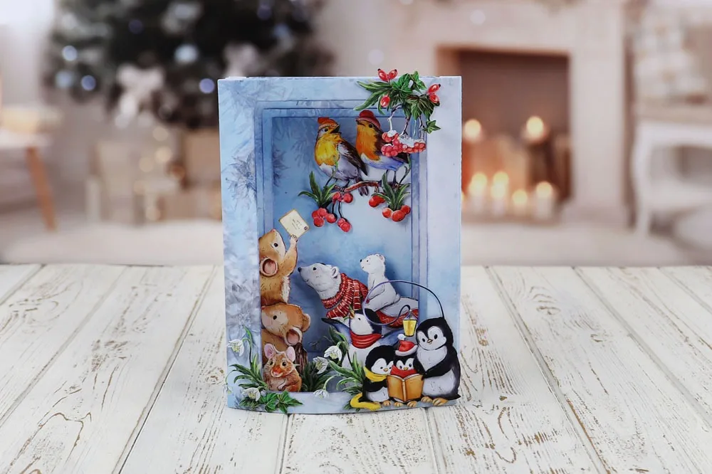 

Christmas Surprises Penguin Die Cutting Dies and Stamps Scrapbook Dariy Decoration Stencil Embossing Template Diy Greeting Card