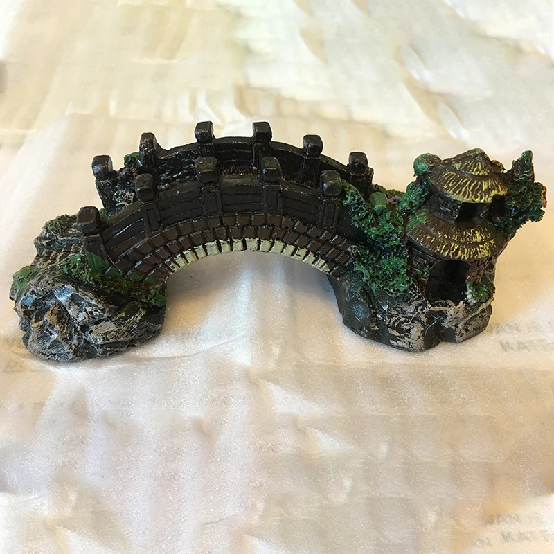 Игрушечная рыбка мост украшения дома Аксессуары Rock пейзаж павильон в виде дерева