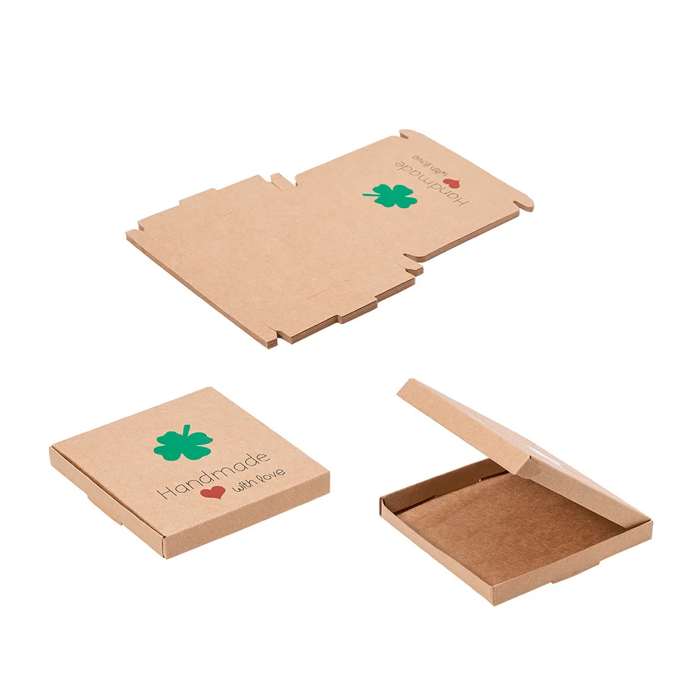 10 шт. маленькие складные коробки из крафт бумаги с Рисунком Клевера|Упаковка и
