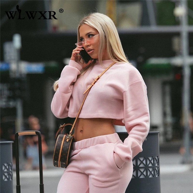 WLWXR уличная одежда комплект из двух предметов топ и брюки женские розовые наряды