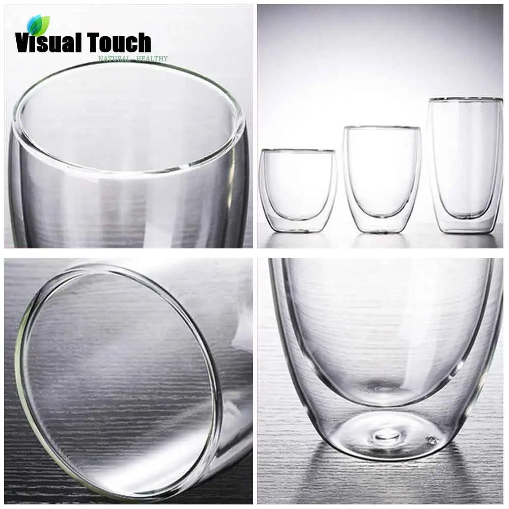 Прозрачная кружка 4 шт. с визуальным касанием прозрачная термоизолированная