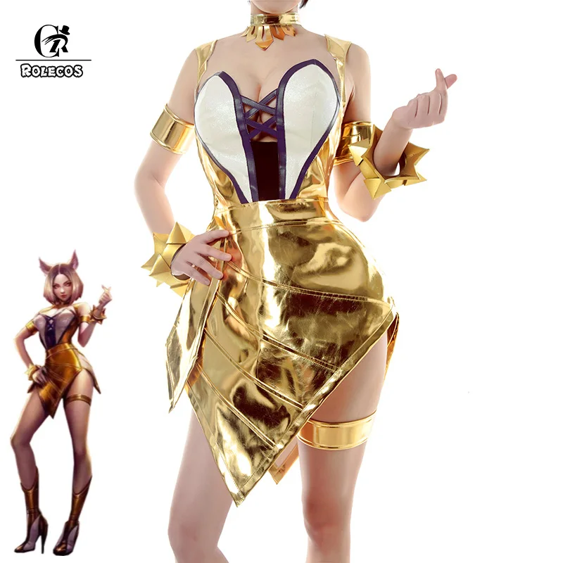 ROLECOS игра LOL Косплей Костюм группы K/DA Prestige Edition костюм Ahri Золотое сексуальное