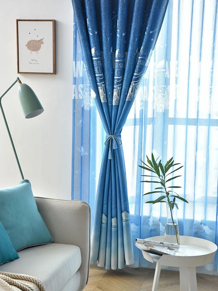 Мультяшные занавески для мальчиков Детские спальни космонавта Вселенной