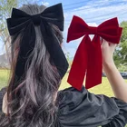Заколка для волос с бантом, однотонные бархатные заколки для волос с бантом, женская элегантная заколка, лента, аксессуары для волос для девочек, повязка на голову
