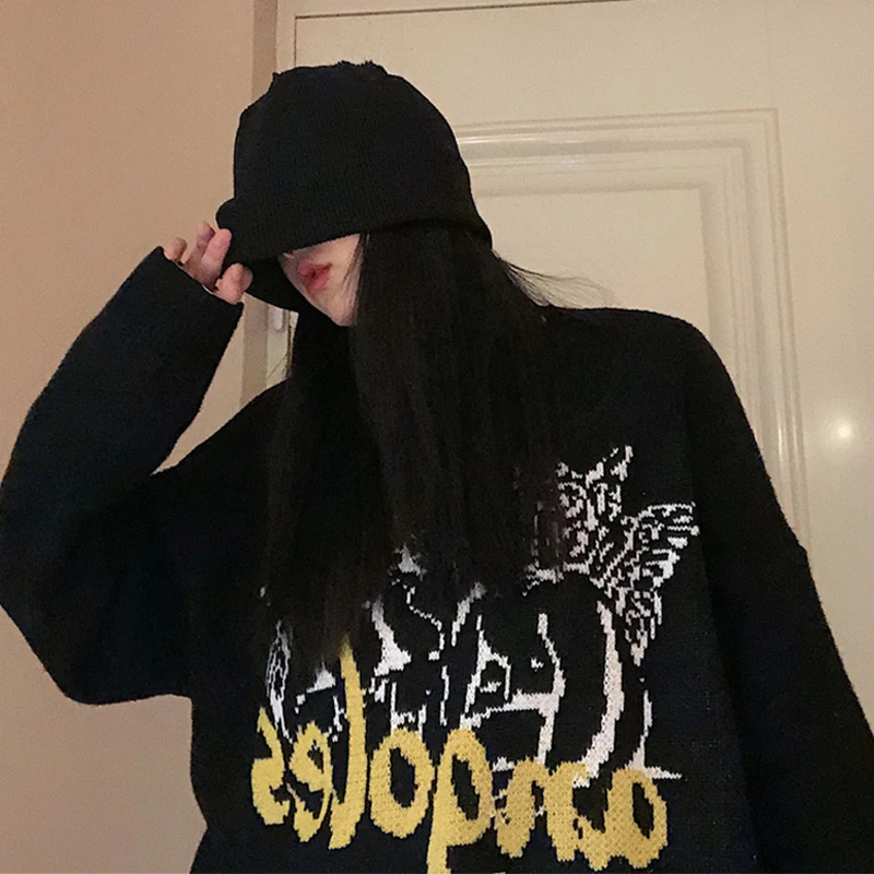 Женский свитер с длинным рукавом повседневный базовый джемпер оверсайз в