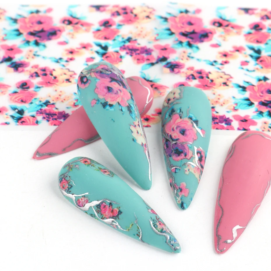 Переводные фольгированные наклейки для дизайна ногтей простые слайдеры с