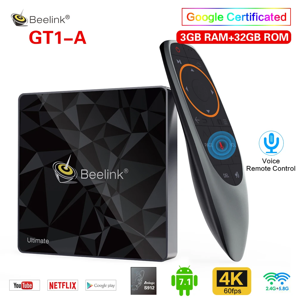 Beelink GT1 A TV BOX Google Сертифицированный голосовой пульт дистанционного управления