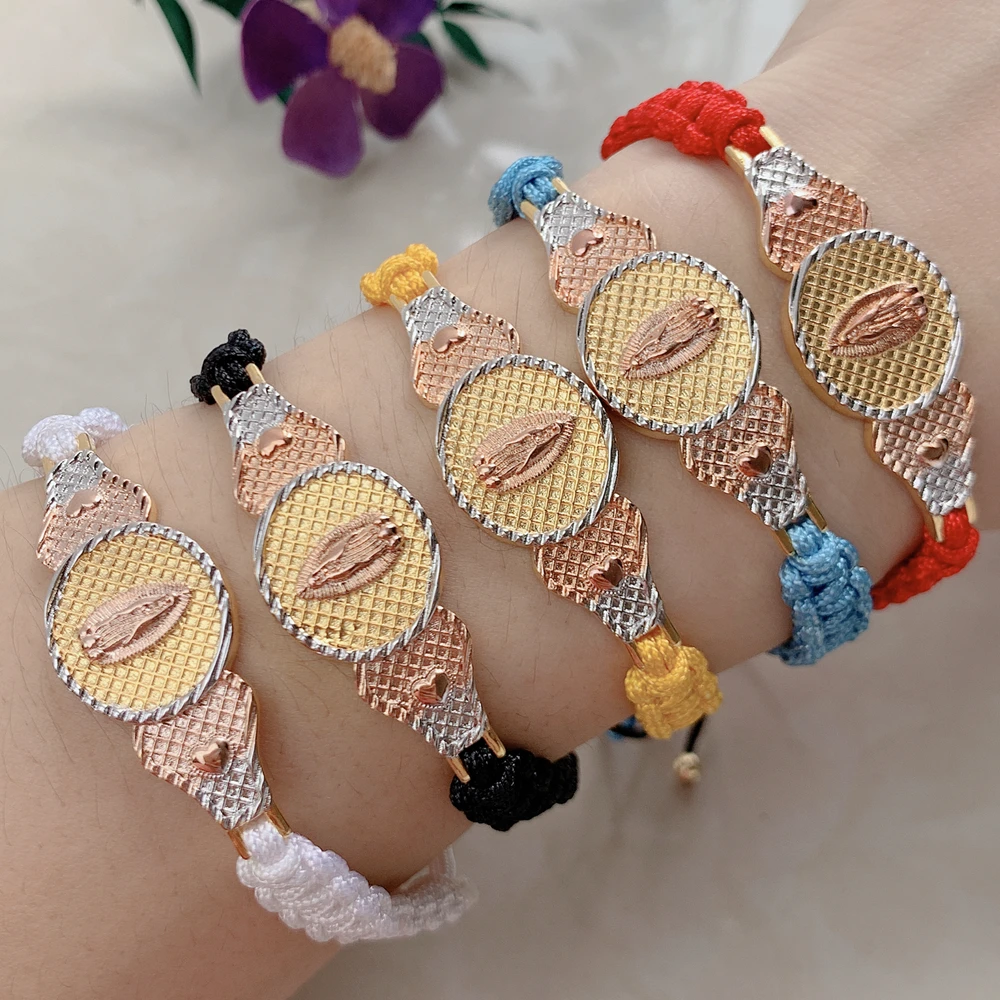 

Religious Virgin Mary Charm Bracelets For Women Woven 2021 Friendship Tennis Braided Rope Cuff Bracelet Bangles Jewelry