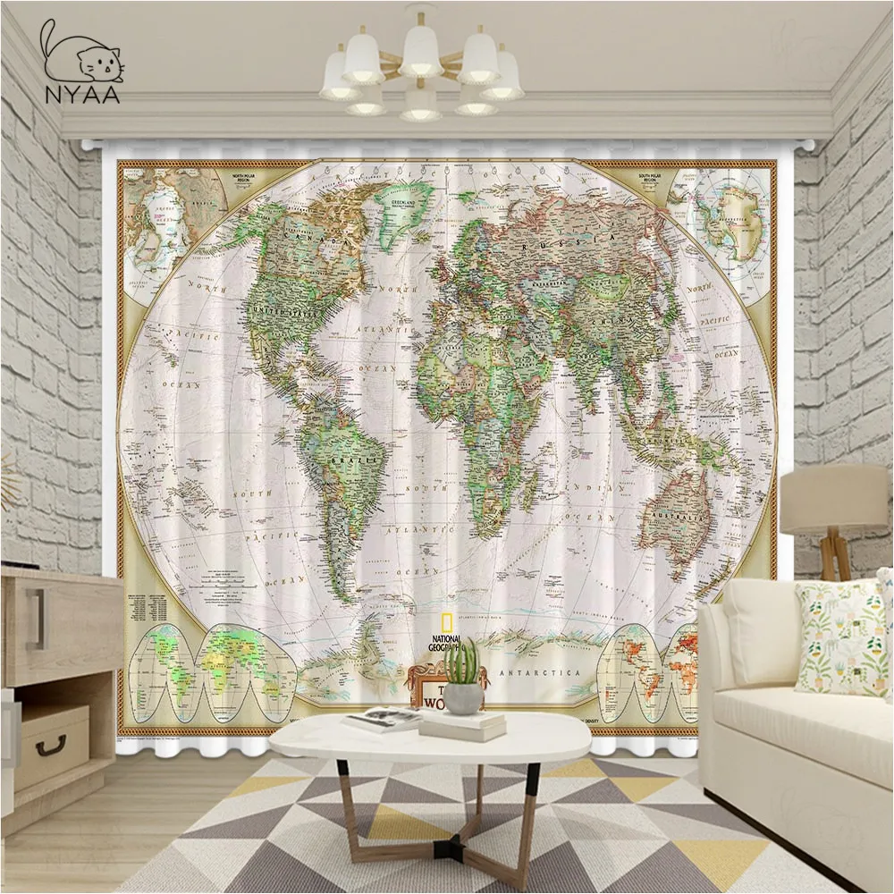 Мировая Настенная карта винтажные морские древние оконные шторы для гостиной