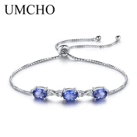 umcho pure 925 sterling silver bracelets bangles for women nano tanzanite adjustable tennis bracelet christmas jewelry gift