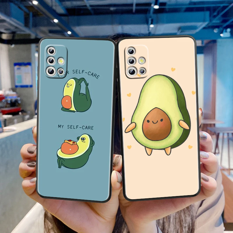 

Cute Cartoon Avocado Food For Samsung Galaxy A41 A31 A21S A21 A11 A03 A01 Core A91 A81 A71 A51 5G UW Black TPU Phone Case Capa