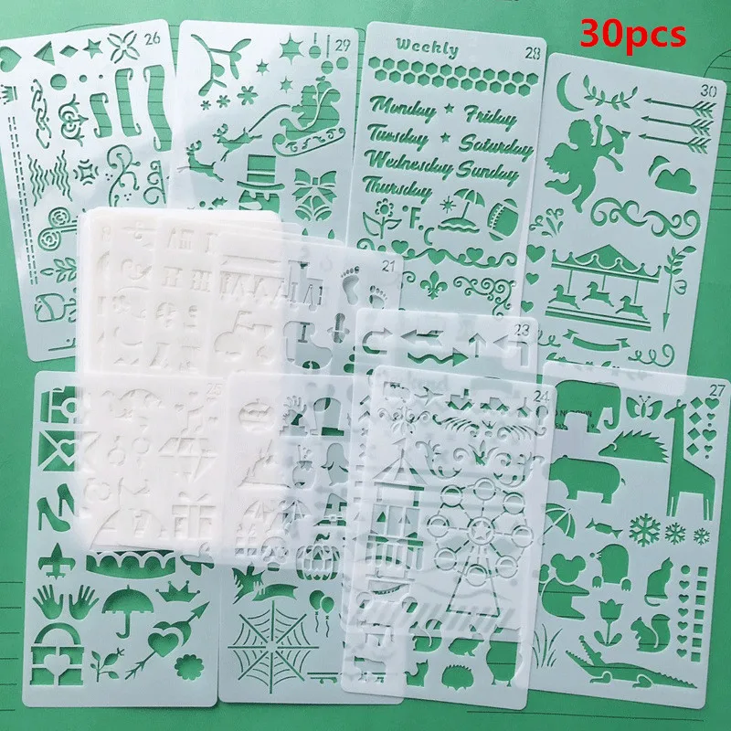 30 шт. пули журнал трафарет набор пластиковый планировщик полый шаблон чертежа