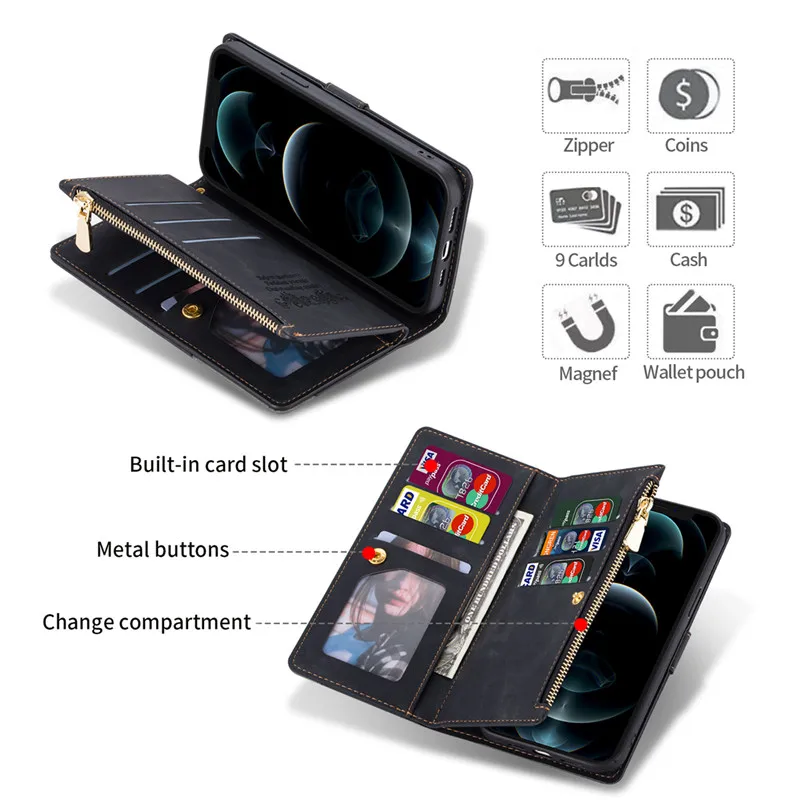 leather zipper phone case for xiaomi redmi note 10 pro 10s 10t 9s 9t 9a poco m3 x3 pro nfc f3 x3 gt mi 11 10t lite pro 11i cover free global shipping