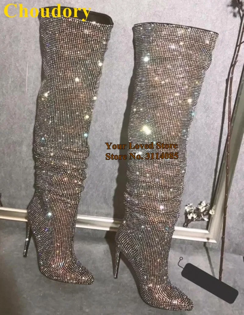 Рождественская вечеринка чрезвычайно роскошные женские ботинки с кристаллами